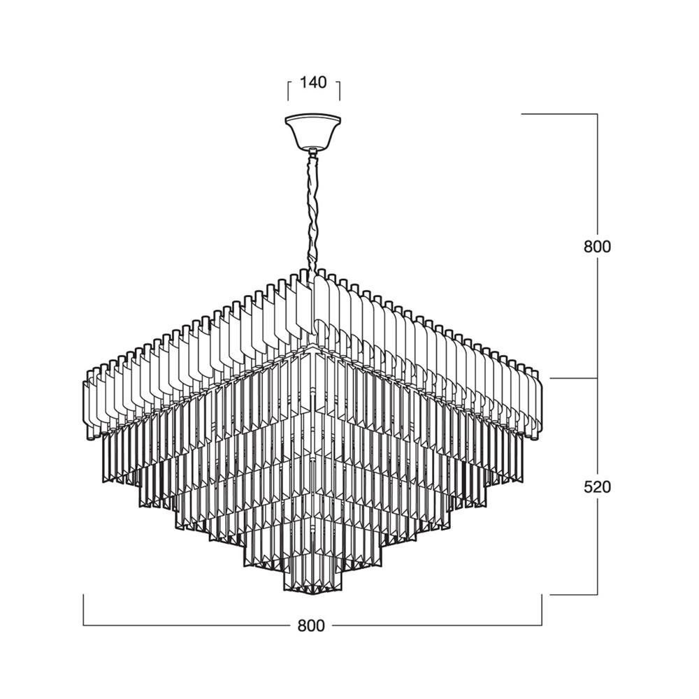 ไฟช่อ LUMAX 01-02994 สีดำ/ใส/ทอง 12 หัว