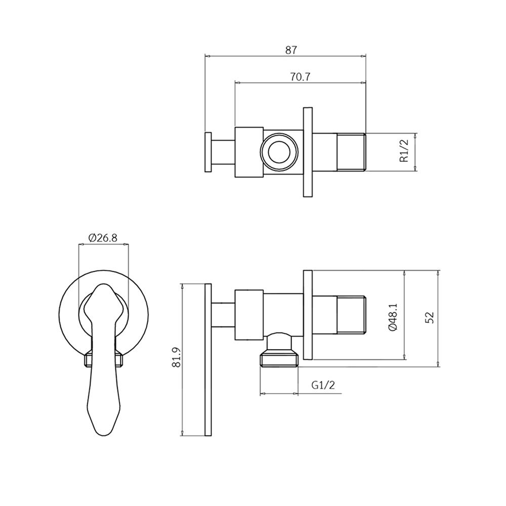 วาล์วฝักบัว 1 ทาง WS WS-2210 สเตนเลส