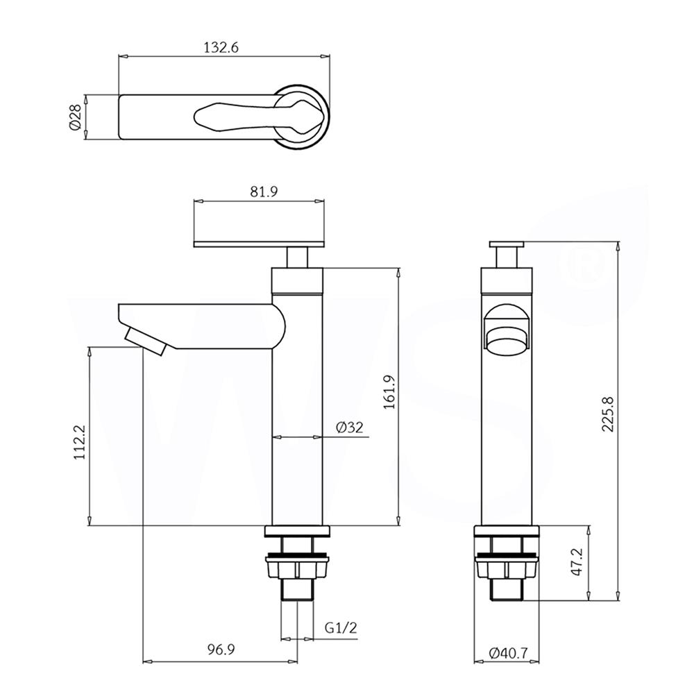 ก๊อกอ่างล้างหน้าเดี่ยว WS WS-2101M-BA สีดำ