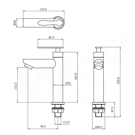 ก๊อกอ่างล้างหน้าเดี่ยว WS WS-2101M-BA สีดำ_3