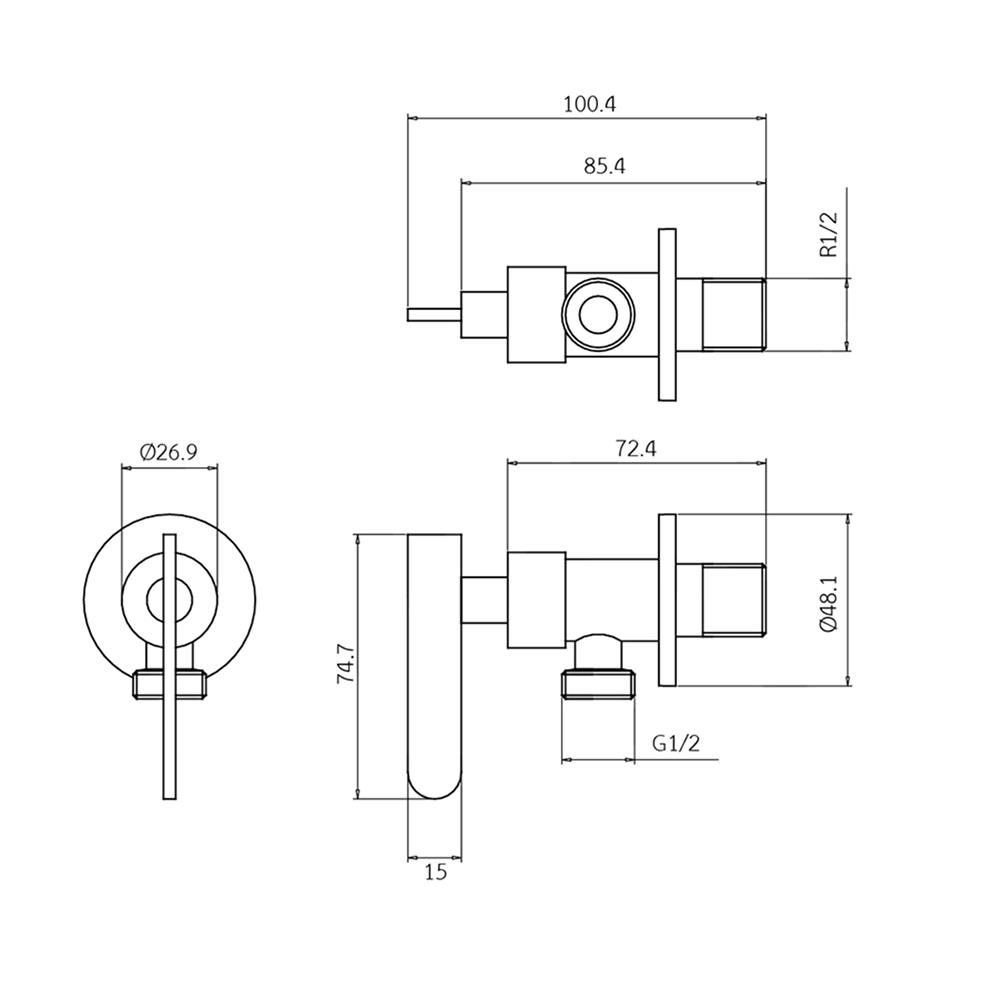 วาล์วฝักบัว 1 ทาง WS WS-2110-BA สีดำ