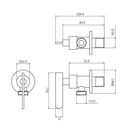 วาล์วฝักบัว 1 ทาง WS WS-2110-BA สีดำ_3