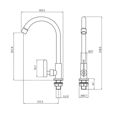 ก๊อกซิงค์เดี่ยวเคาน์เตอร์ WS WS-2131J-BA สีดำ_2