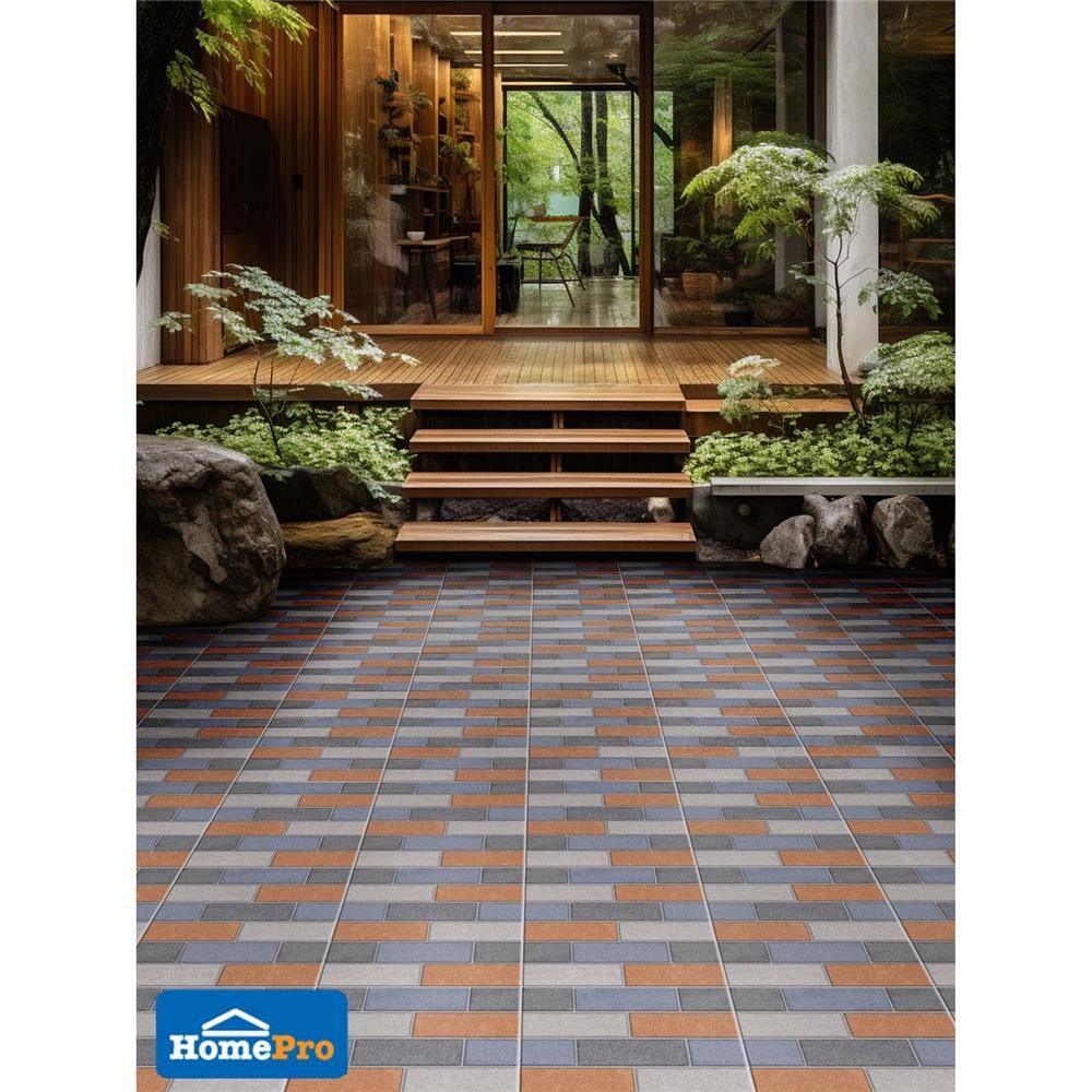 กระเบื้องพื้น 16x16 นิ้ว ภูผา อิฐล้อม มิกซ์ เทา PM 0.96 ตร.ม.