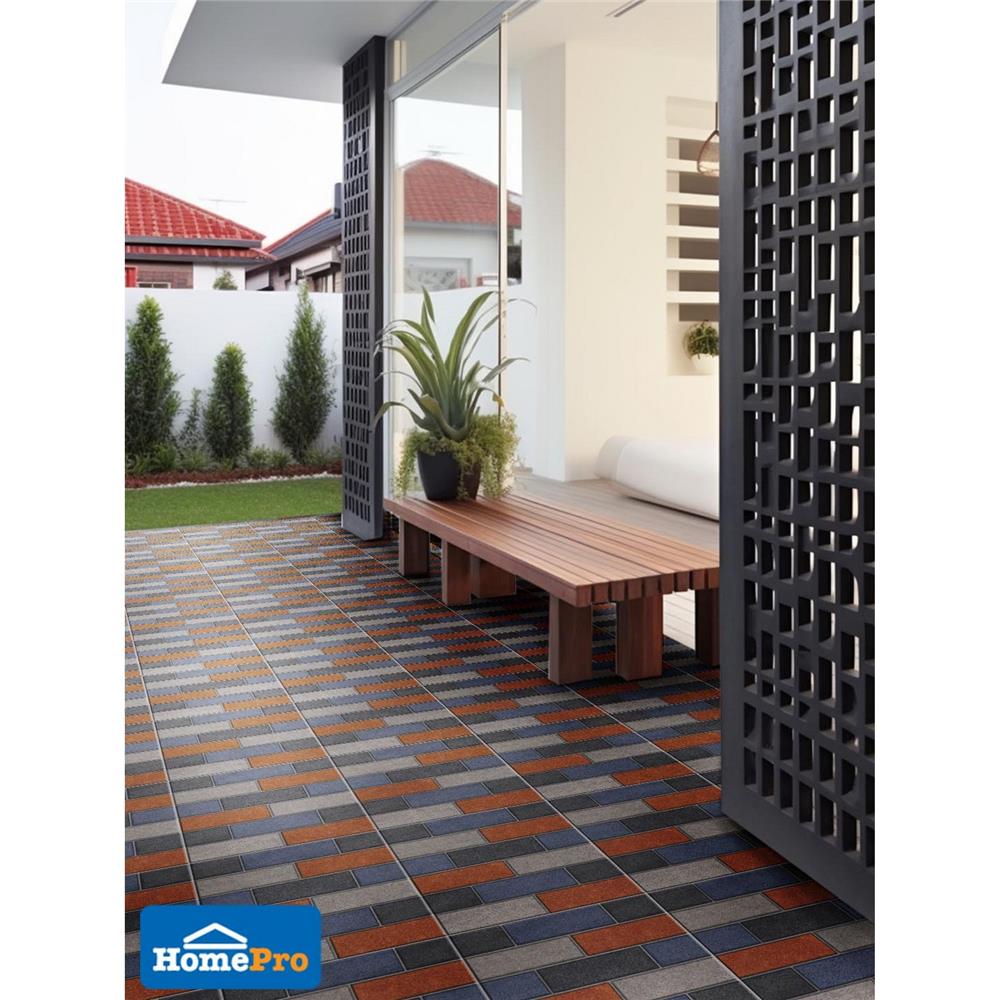 กระเบื้องพื้น 16x16 นิ้ว ภูผา อิฐล้อม มิกซ์ เทา PM 0.96 ตร.ม.