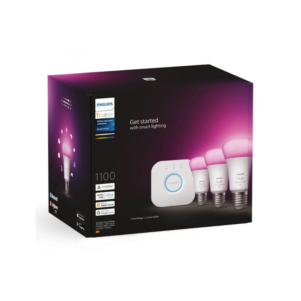 ชุดหลอด LED PHILIPS A60 HUE 9.5 วัตต์ RGB E27 แพ็ก 3 ชิ้น