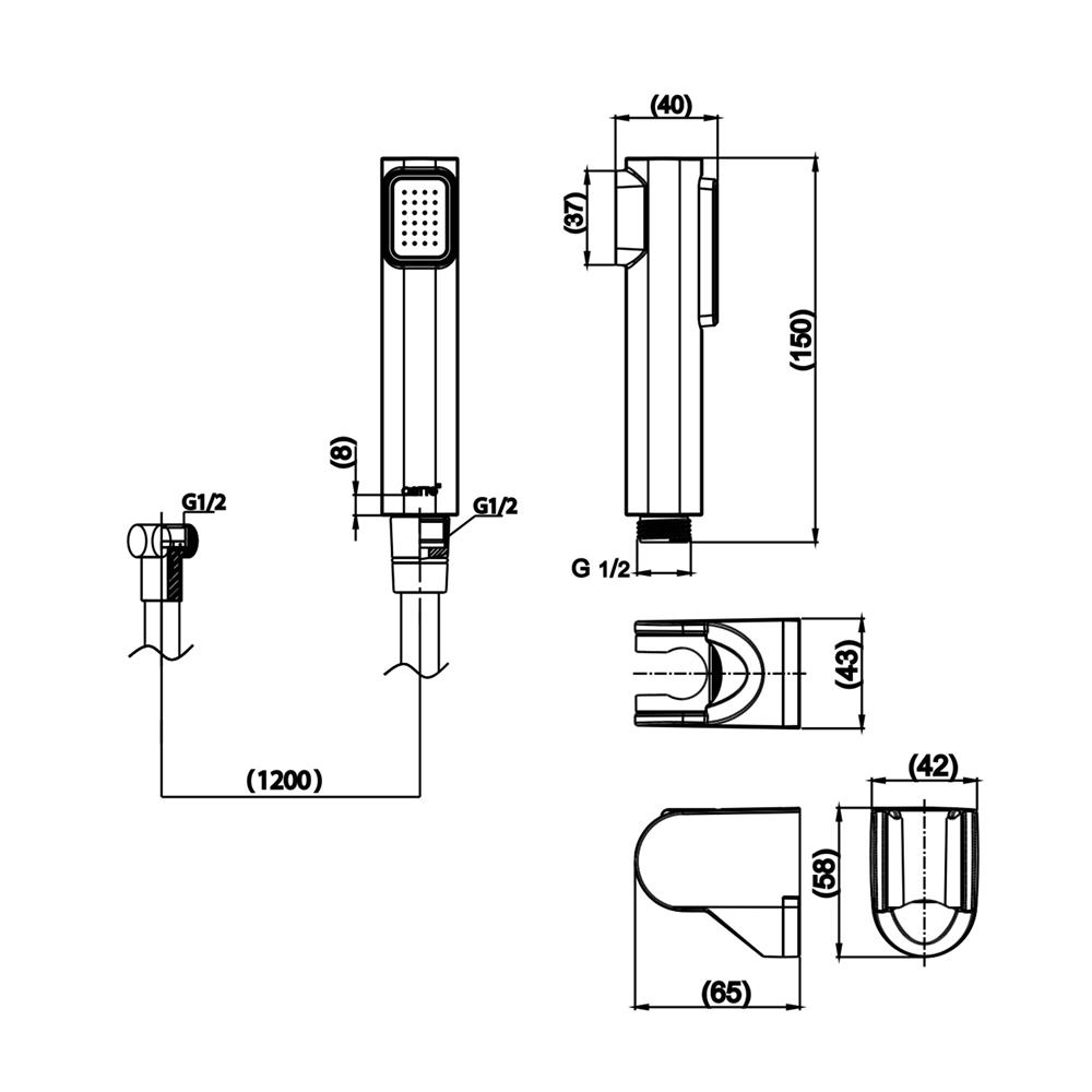 สายฉีดชำระครบชุด COTTO CT9915(GG)(HM) สีเทา