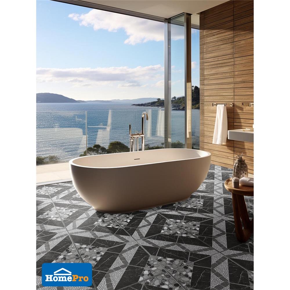 กระเบื้องพื้น 16x16 นิ้ว ภูผา หินเหลี่ยมเพชร เทา PM 0.96 ตร.ม.