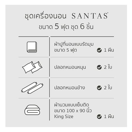 ชุดผ้าปูที่นอน 5 ฟุต 6 ชิ้น SANTAS WAVY GR_6