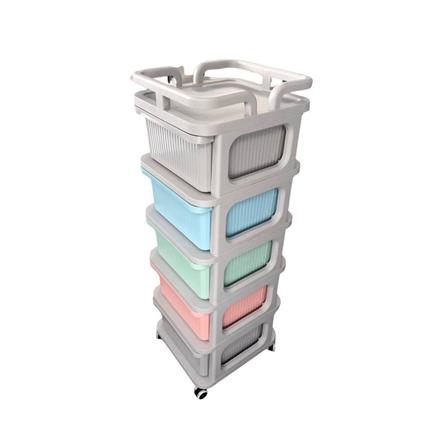ตู้ลิ้นชัก 5 ชั้น STACKO CART 35x38.5x104 ซม. สีพาสเทล_3