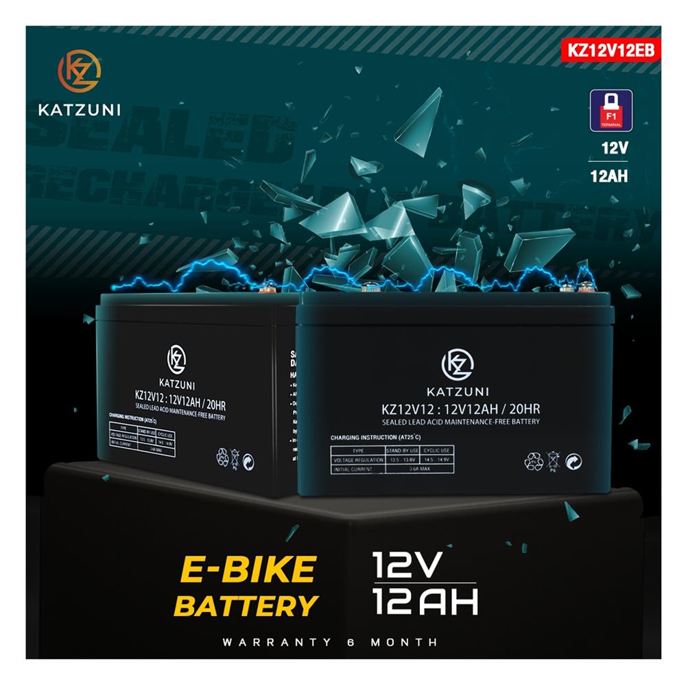 แบตเตอรี่แห้ง KATZUNI KZ12V12AH E-BIKE 12 โวลต์ 12 แอมป์/ชั่วโมง