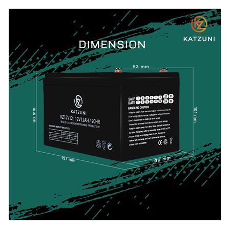 แบตเตอรี่แห้ง KATZUNI KZ12V12AH E-BIKE 12 โวลต์ 12 แอมป์/ชั่วโมง_5