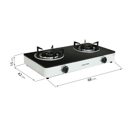 เตาแก๊สตั้งโต๊ะ 2 หัวแก๊ส LUCKY FLAME AI-102 สีเทา_4