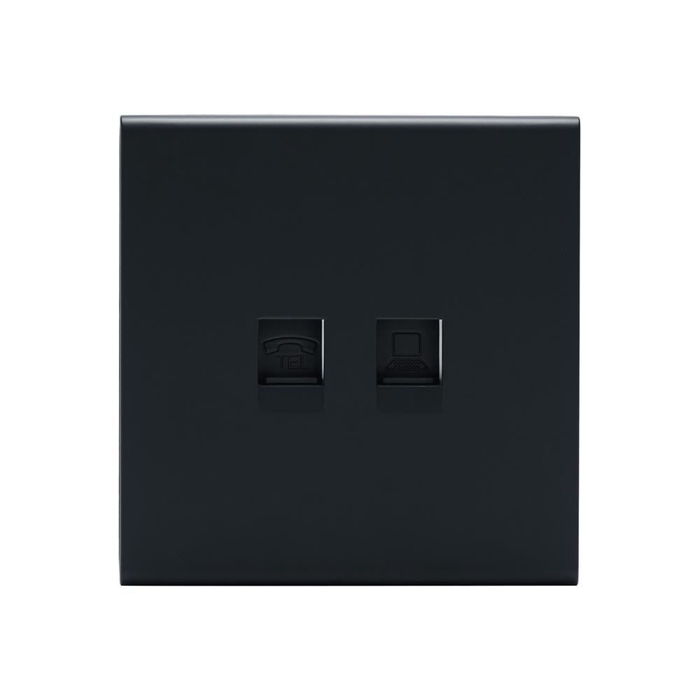 เต้ารับโทรศัพท์และคอมพิวเตอร์ SAHN 6P/6C D19-BL สีดำ_1