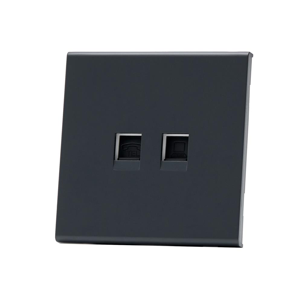 เต้ารับโทรศัพท์และคอมพิวเตอร์ SAHN 6P/6C D19-BL สีดำ