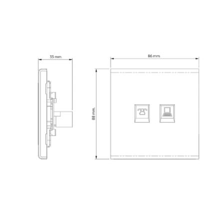 เต้ารับโทรศัพท์และคอมพิวเตอร์ SAHN 6P/6C D19-BL สีดำ_4
