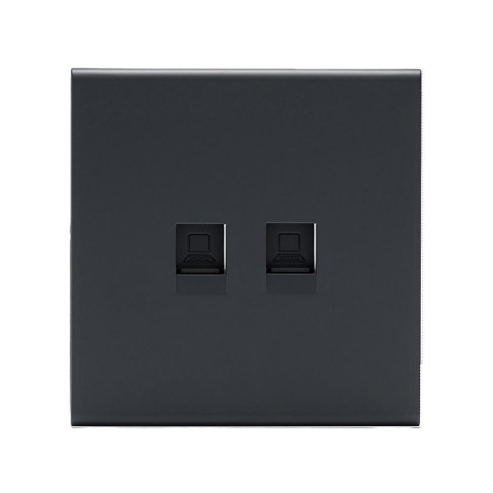 เต้ารับคอมพิวเตอร์คู่ CAT6 SAHN D37-BL สีดำ_1