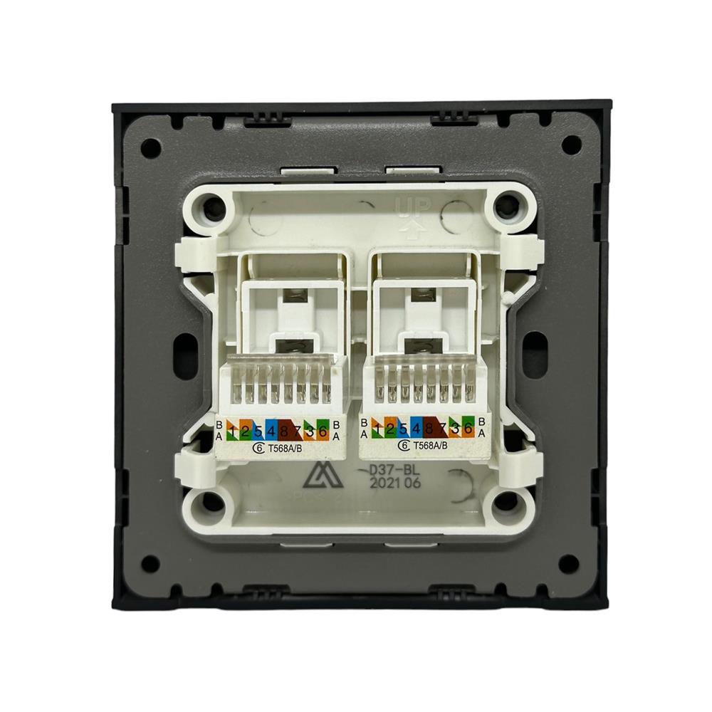 เต้ารับคอมพิวเตอร์คู่ CAT6 SAHN D37-BL สีดำ