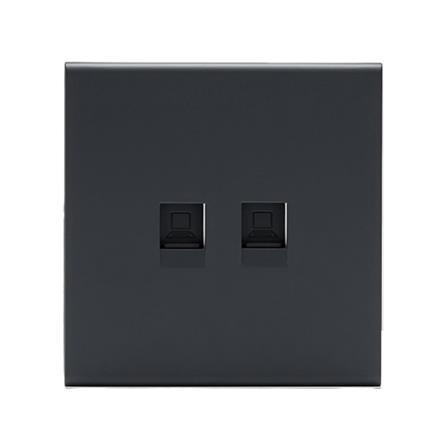 เต้ารับคอมพิวเตอร์คู่ CAT6 SAHN D37-BL สีดำ