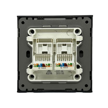 เต้ารับคอมพิวเตอร์คู่ CAT6 SAHN D37-BL สีดำ_2