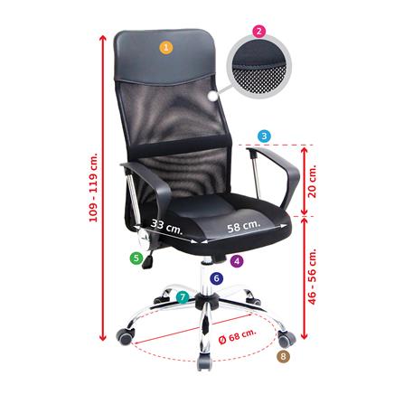 เก้าอี้สำนักงาน U-RO DECOR HIRO 000001999 สีดำ_6