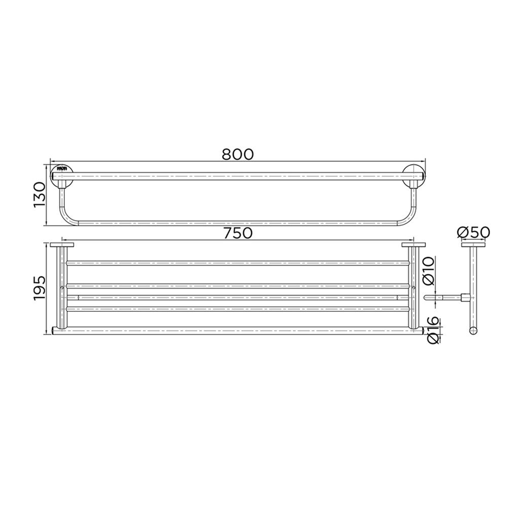ชั้นวางพร้อมราว KARAT FAUCET KB-09-912-50 สีโครม