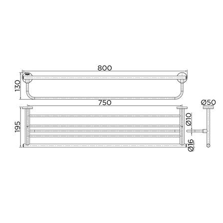 ชั้นวางพร้อมราว KARAT FAUCET KB-09-912-50 สีโครม_2