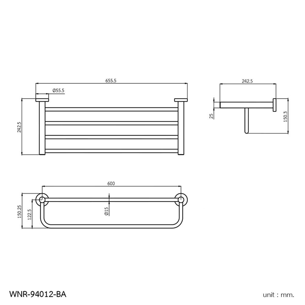 ราวแขวนผ้า WS WNR-94012-BA สีดำ
