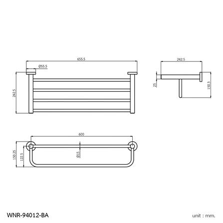 ราวแขวนผ้า WS WNR-94012-BA สีดำ_1