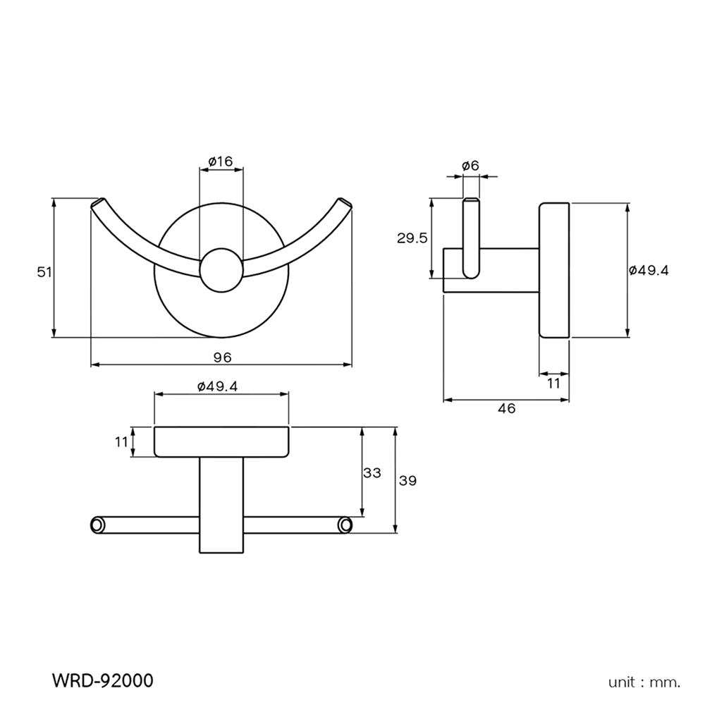 ขอแขวนผ้า WS WRD-92000 สีเงิน