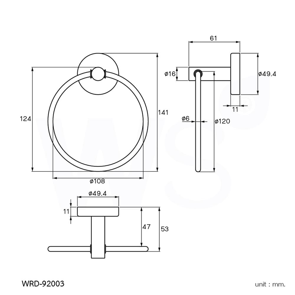 ห่วงแขวนผ้า WS WRD-92003 สเตนเลส