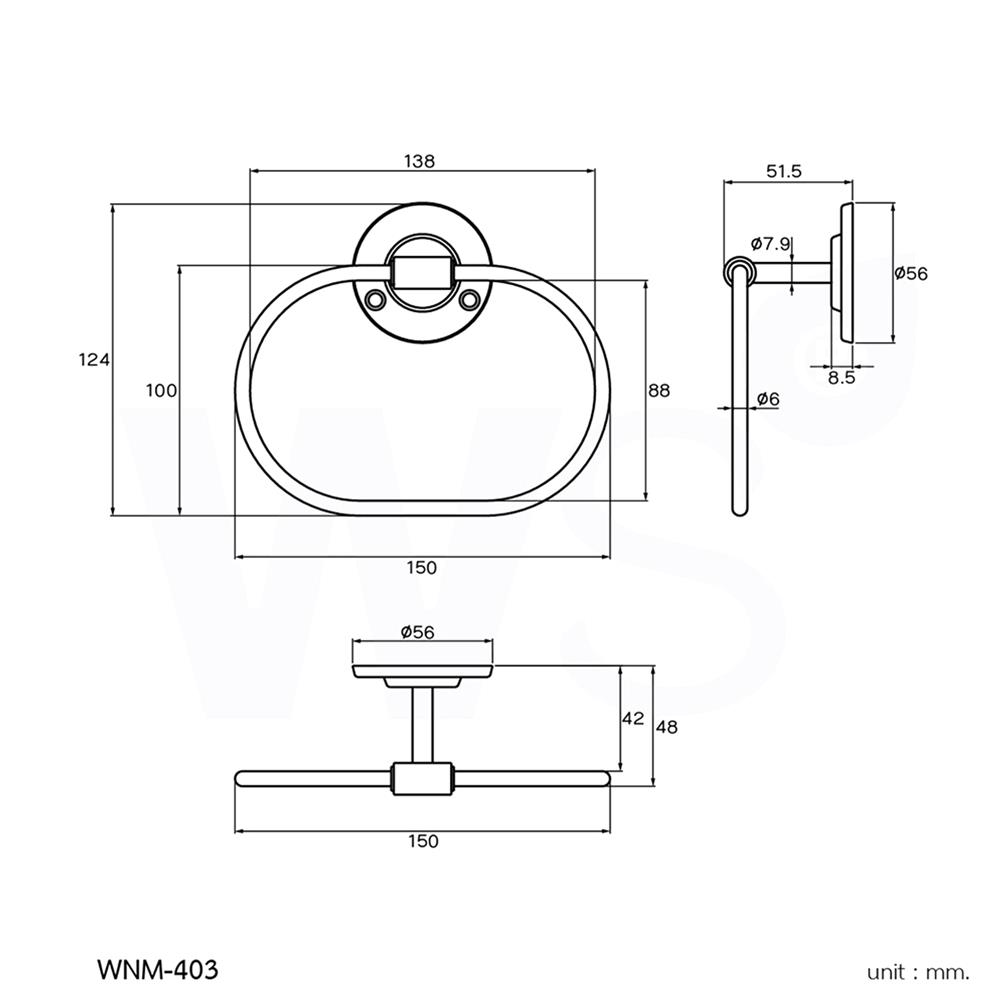 ห่วงแขวนผ้า WS WNM-403 สเตนเลส