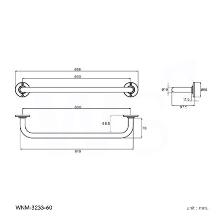 ราวแขวนผ้า WS WNM-3233-60 สีเงิน_1