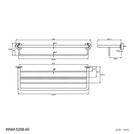 ชั้นวางพร้อมราว WS WNM-5208-60 สเตนเลส_2