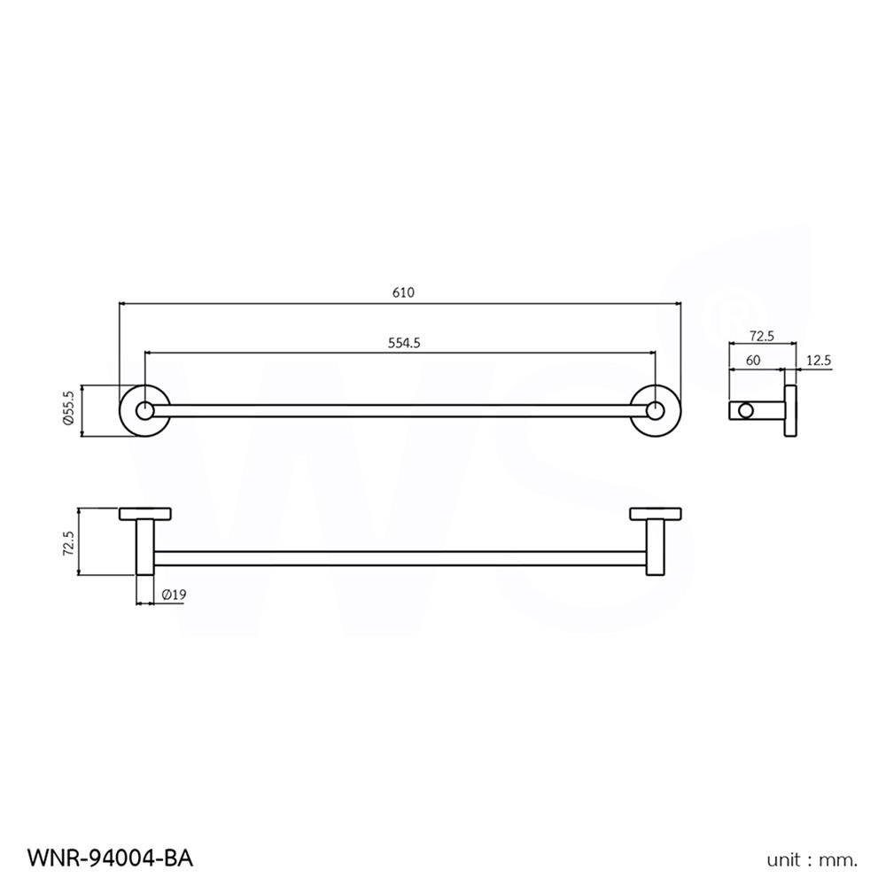 ราวแขวนผ้า WS WNR-94004-BA สีดำ