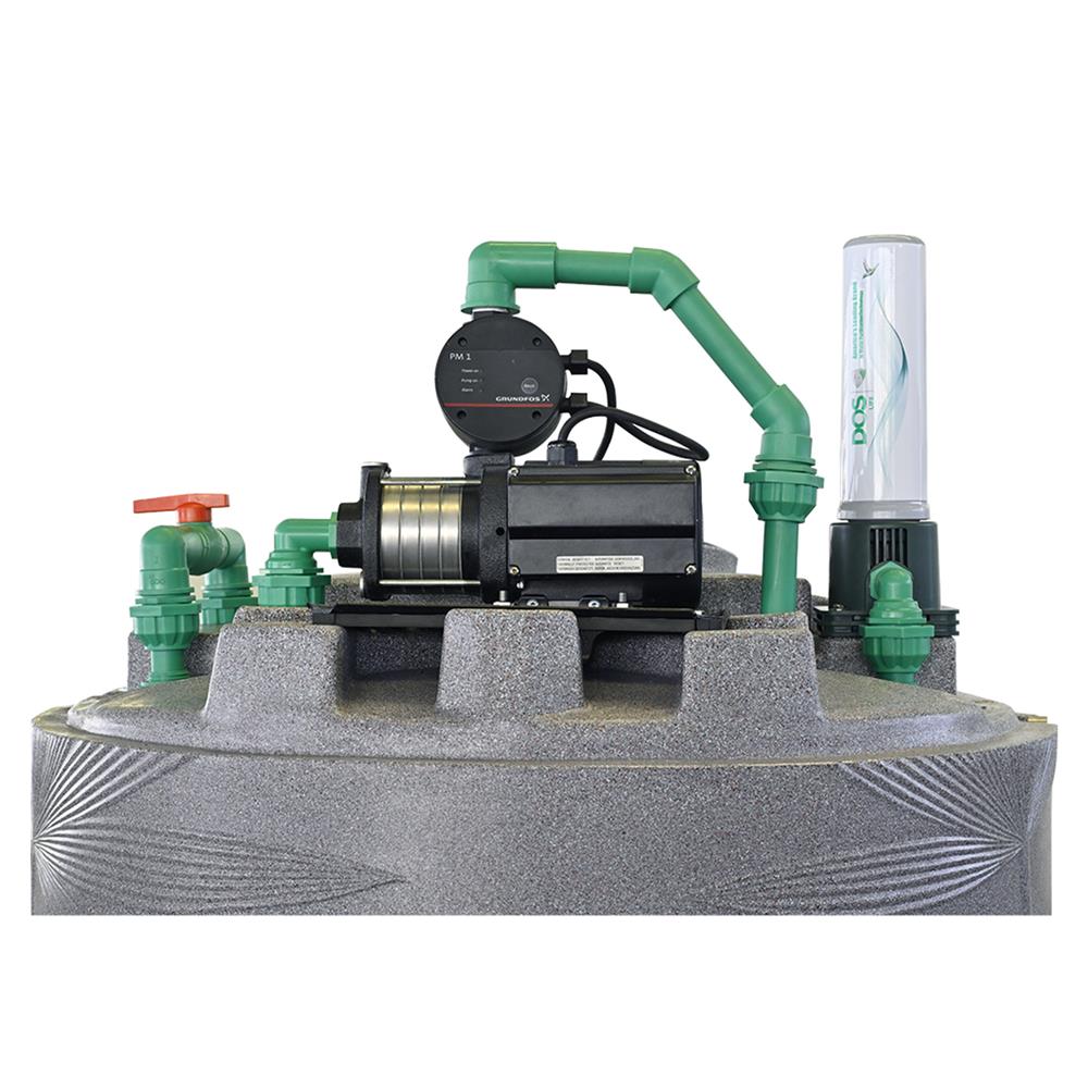 ถังเก็บน้ำ DOS NATURA WTP NSN 1500 ลิตร+DOS-DUPONT+ปั๊มน้ำ GRUNDFOS CMB5-46PM1 สี GRANITE GREY