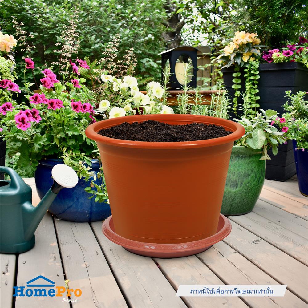 จานรองกระถาง SPRING 15 นิ้ว สีน้ำตาล