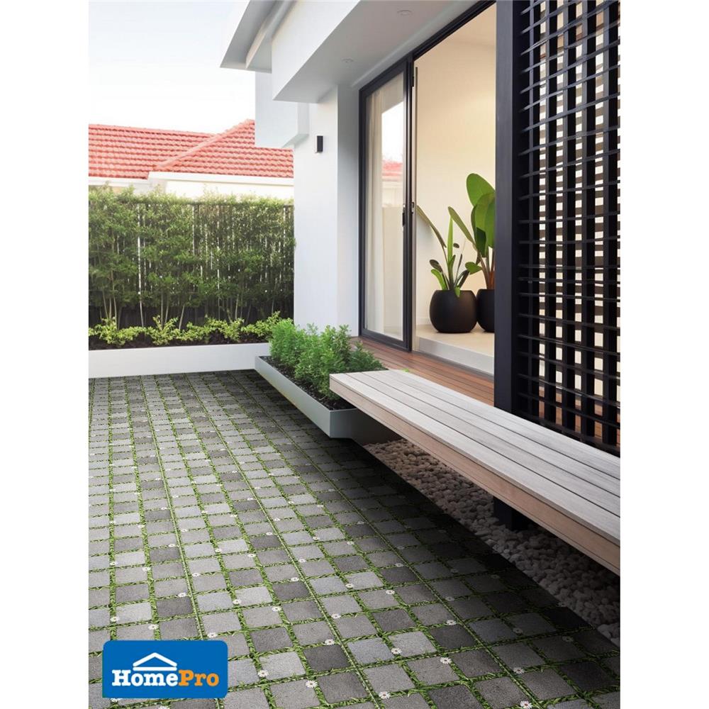 กระเบื้องพื้น 40x40 ซม. ภูผา หินกอหญ้า เทา PM 0.96 ตร.ม.