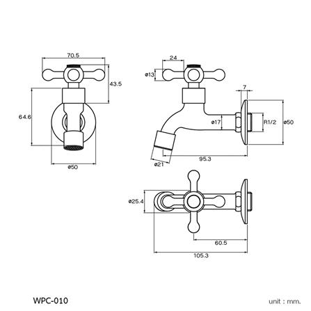ก๊อกล้างพื้น 1 ทาง WS WPC-010 สีโครม_2