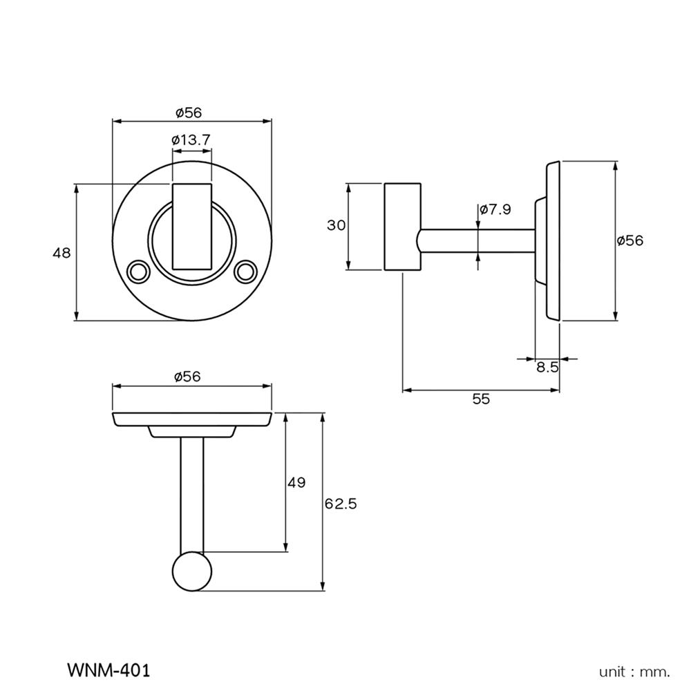 ขอแขวนผ้า WS WNM-401 สีเงิน