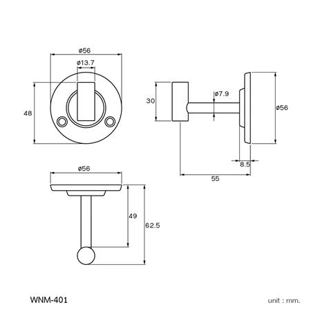 ขอแขวนผ้า WS WNM-401 สีเงิน_2