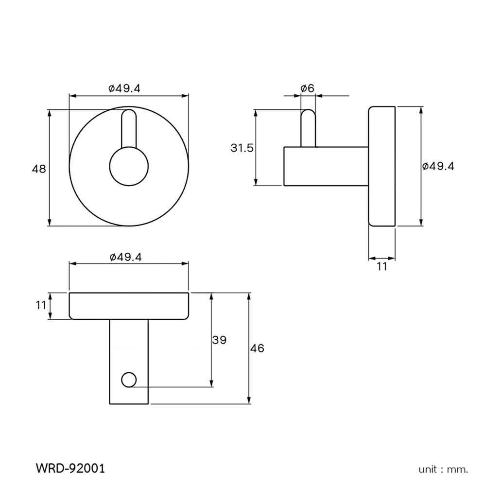 ขอแขวนผ้า WS WRD-92001 สีเงิน
