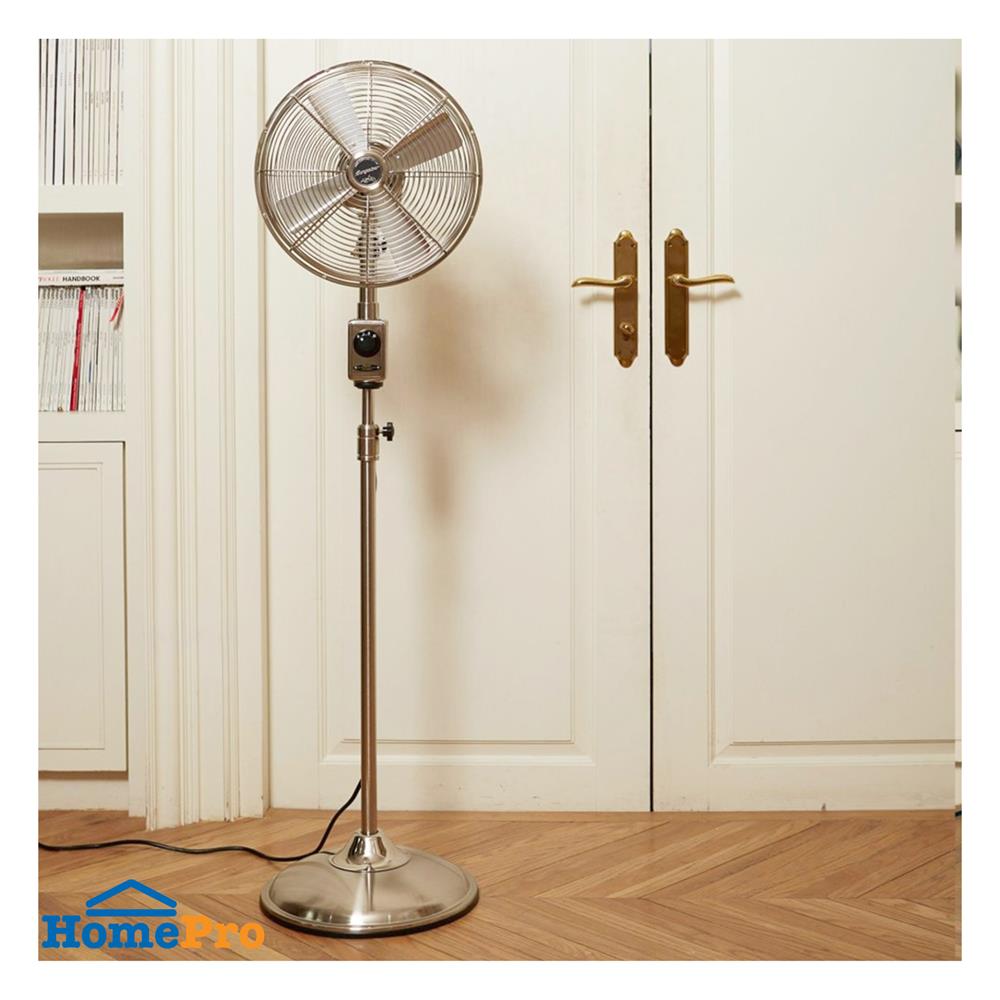 พัดลมตั้งพื้นเหล็ก 12 นิ้ว BUNGALOW HAMPTON สีเงิน/ขาว