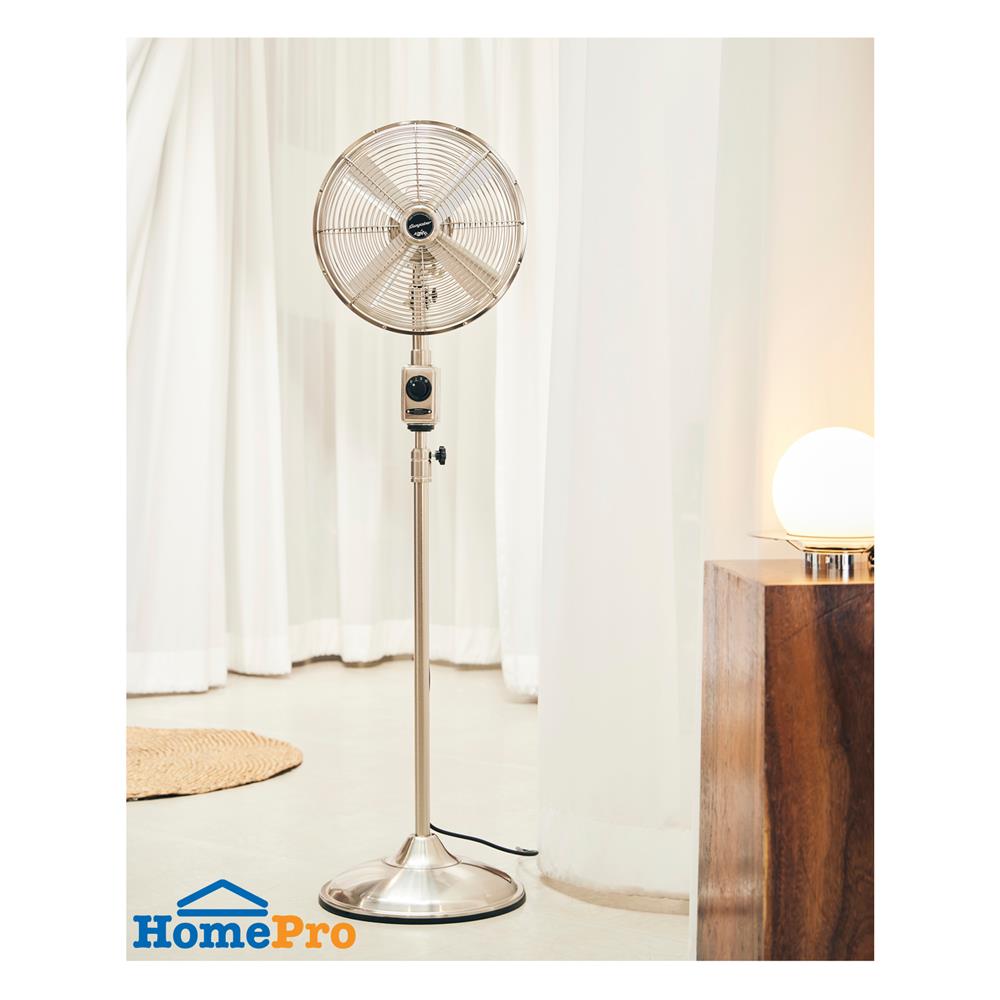 พัดลมตั้งพื้นเหล็ก 12 นิ้ว BUNGALOW HAMPTON สีเงิน/ขาว