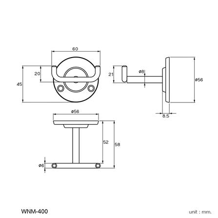 ขอแขวนผ้า WS WNM-400 สีเงิน_1