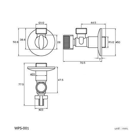 สต๊อปวาล์ว 1 ทาง WS  WPS-001 สีโครม_2