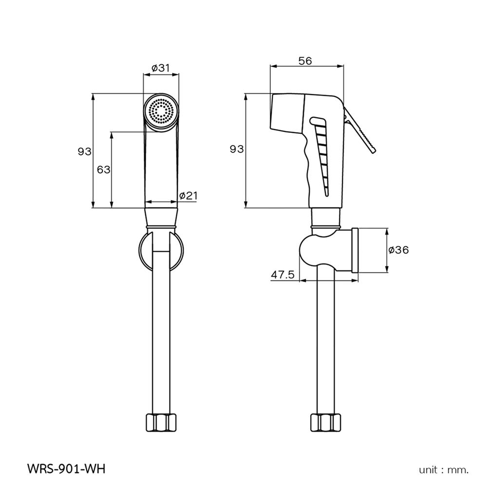 สายฉีดชำระครบชุด WS WRS-901-WH สีขาว