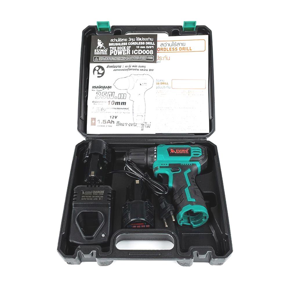 สว่านไร้สาย (พร้อมแบตเตอรี่) SUMO CD008 BL 12 โวลต์