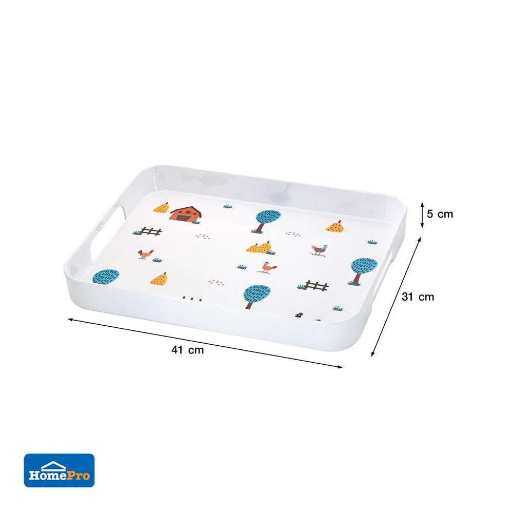 ถาดเหลี่ยมเมลามีน 16 นิ้ว KECH CHIC FARM