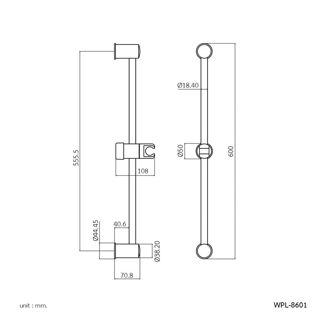 ราวเลื่อนฝักบัว WS WPL-8601 สีโครม